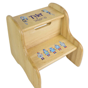 Personalized Wooden Step Stool With Robot Design
