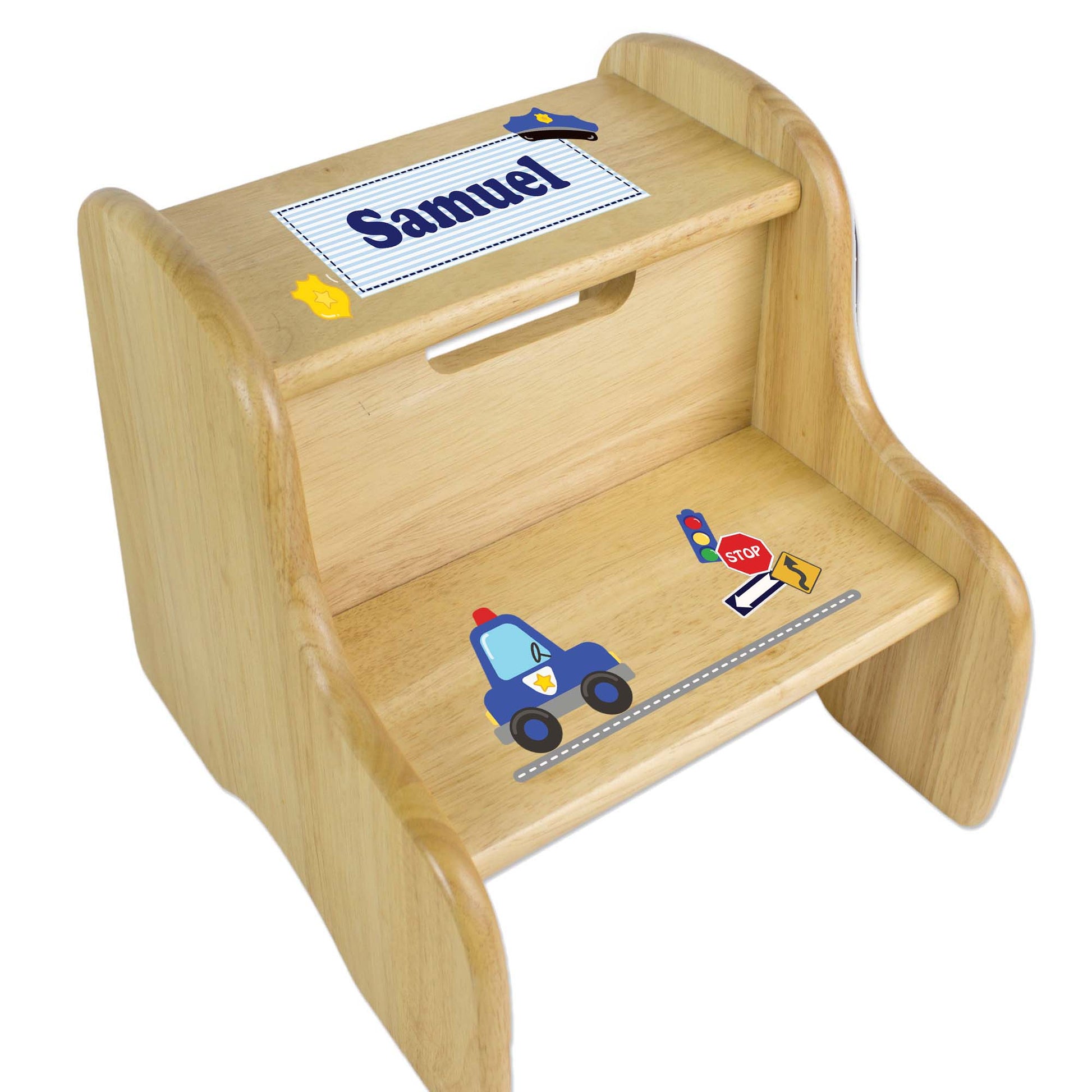 Personalized Police Natural Two Step Stool