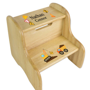 Personalized Boys Construction Natural Step Stool
