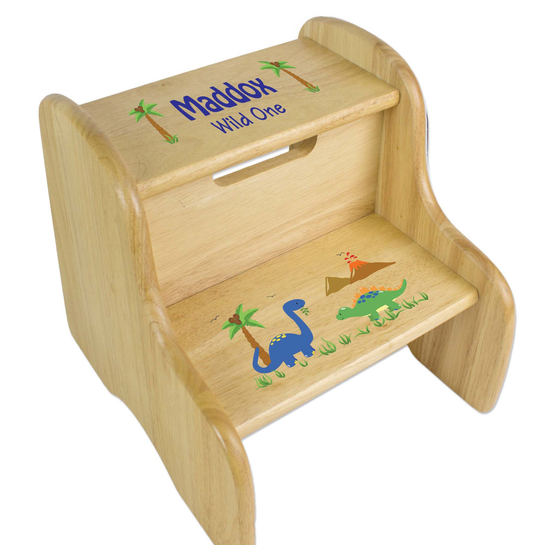 Personalized Wooden Step Stool With Dinosaurs Design