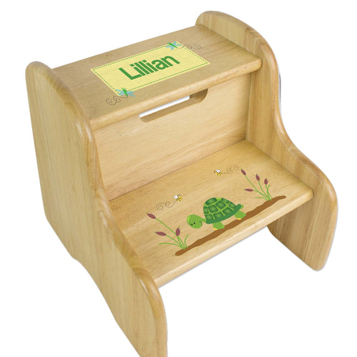 Personalized Turtle Natural Two Step Stool