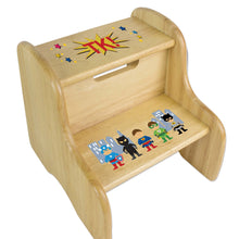 Personalized Boys Super Hero Natural Two Step Stool