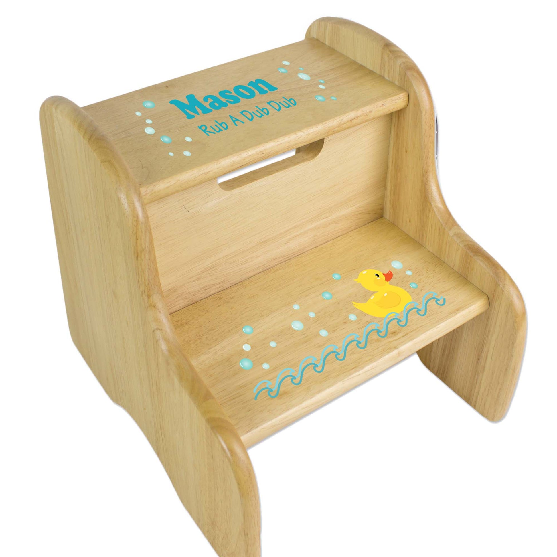 Personalized Rubber Ducky Natural Two Step Stool