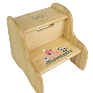 Personalized Barnyard Friends Natural Two Step Stool