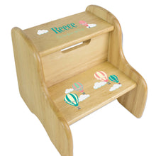Personalized Hot Air Balloon Primary Natural Two Step Stool