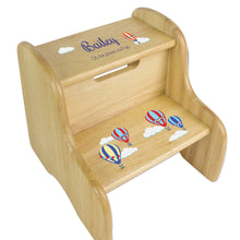 Personalized Hot Air Balloon Primary Natural Two Step Stool