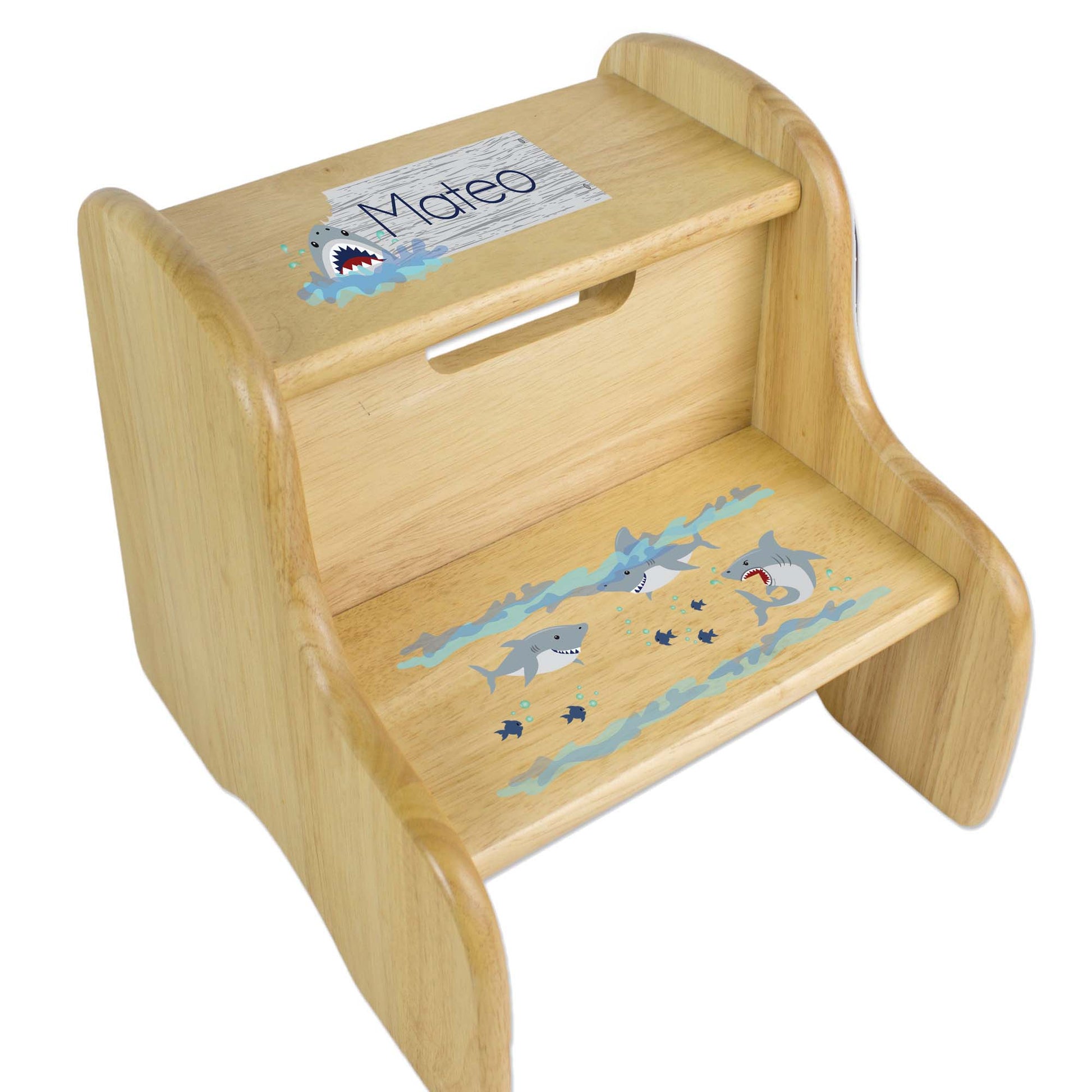 Personalized Shark Tank Natural Two Step Stool