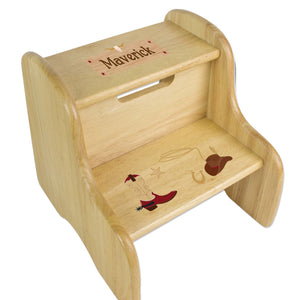 Personalized Wooden Step Stool With Wild West Design