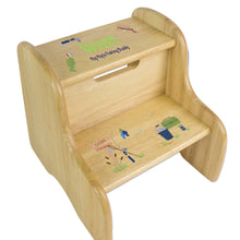 Personalized Gone Fishing Natural Two Step Stool