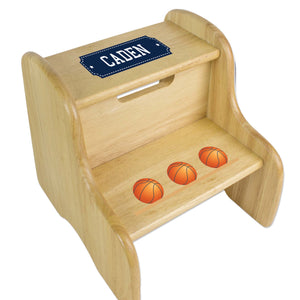 Personalized Basketballs Natural Two Step Stool