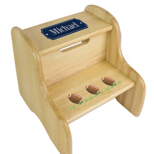 Personalized Footballs Natural Two Step Stool