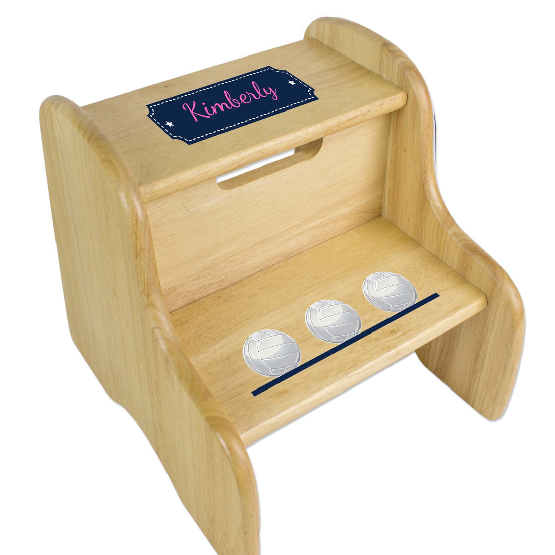 Personalized Volleyballs Natural Two Step Stool