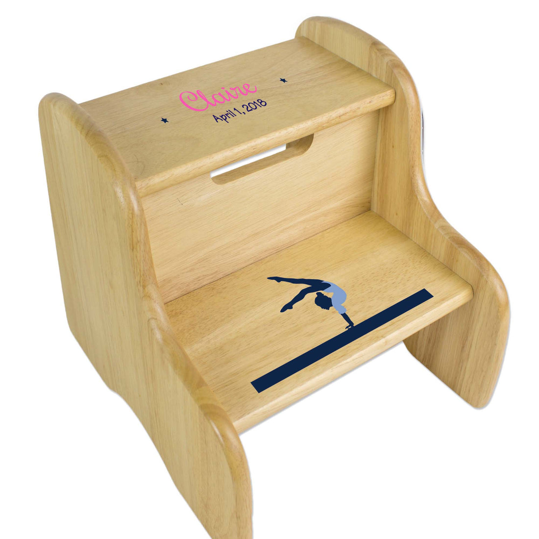 Personalized Gymnastics Natural Two Step Stool