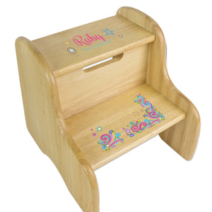 Personalized Ballet Princess Natural Two Step Stool