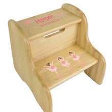 Personalized Ballerina Brunette Natural Two Step Stool