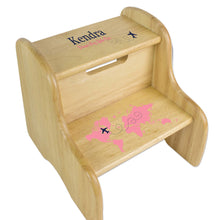 Personalized Peacock Natural Two Step Stool