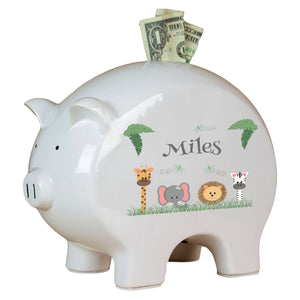 Personalized Safari Animals Piggy Bank