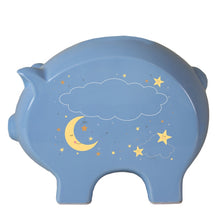 Personalized Celestial Moon Blue Piggy Bank