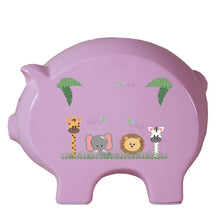 Personalized Safari Animals Pink Piggy Bank