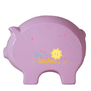 Personalized You Are My Sunshine Pink Piggy Bank