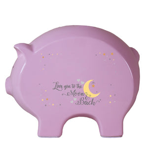 Personalized Moon and Back Pink Piggy Bank