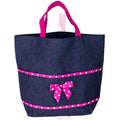 Embroidered Pink Denim Tote
