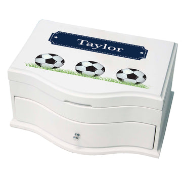 Princess Girls Jewelry Box with Soccer Balls design