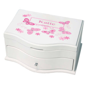 Princess Girls Jewelry Box with Butterflies Pink design