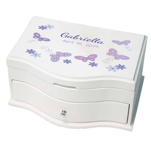 Princess Girls Jewelry Box with Butterflies Lavender design