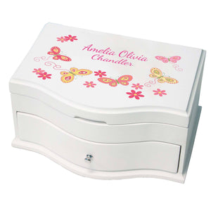 Princess Girls Jewelry Box with Butterflies Yellow Pink design