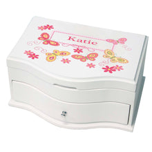 Princess Girls Jewelry Box with Butterflies Yellow Pink design