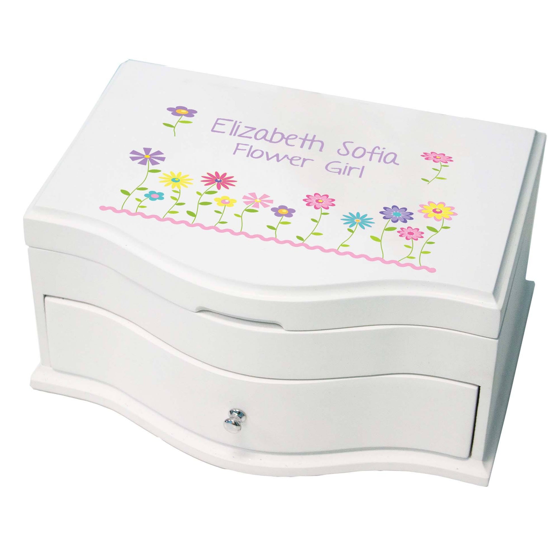 Princess Girls Jewelry Box with Stemmed Flowers design