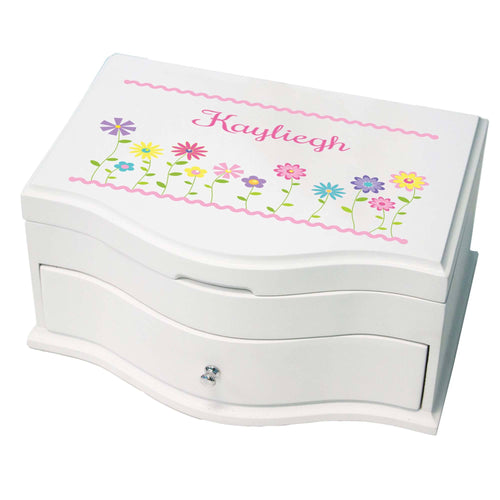 Princess Girls Jewelry Box with Stemmed Flowers design