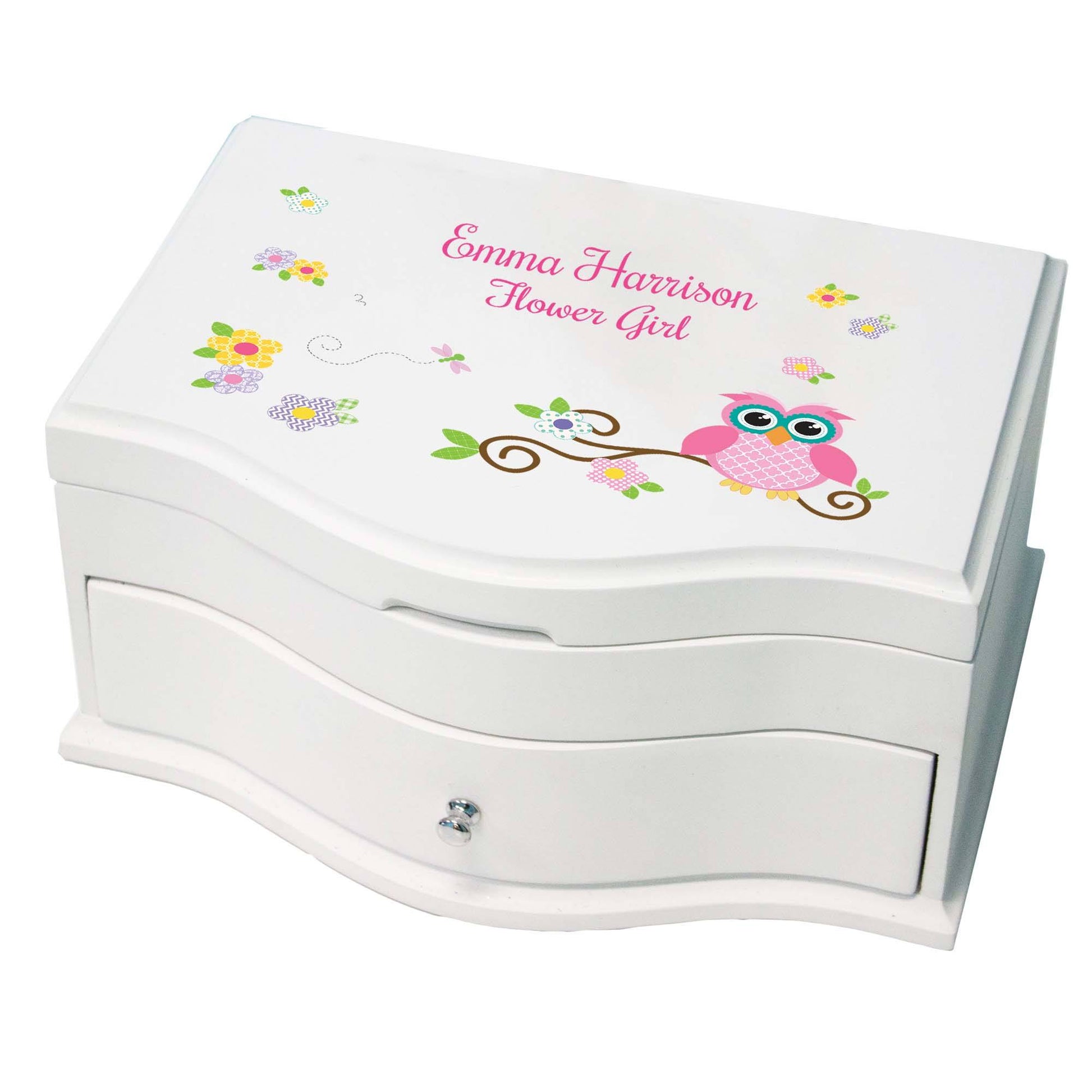 Princess Girls Jewelry Box with Pink Owl design