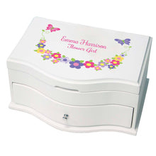 Princess Girls Jewelry Box with Bright Butterflies Garland design