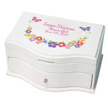 Princess Girls Jewelry Box with Bright Butterflies Garland design