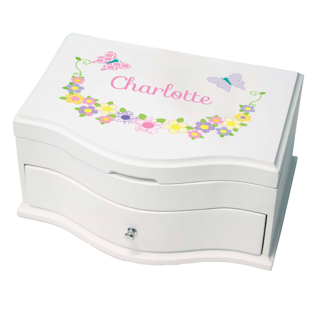 Princess Girls Jewelry Box with Pastel Butterflies design