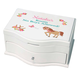 Princess Girls Jewelry Box with Ponies Prancing design
