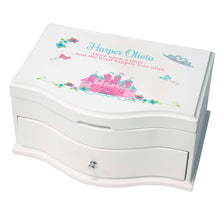 Princess Girls Jewelry Box with Pink Teal Princess Castle design