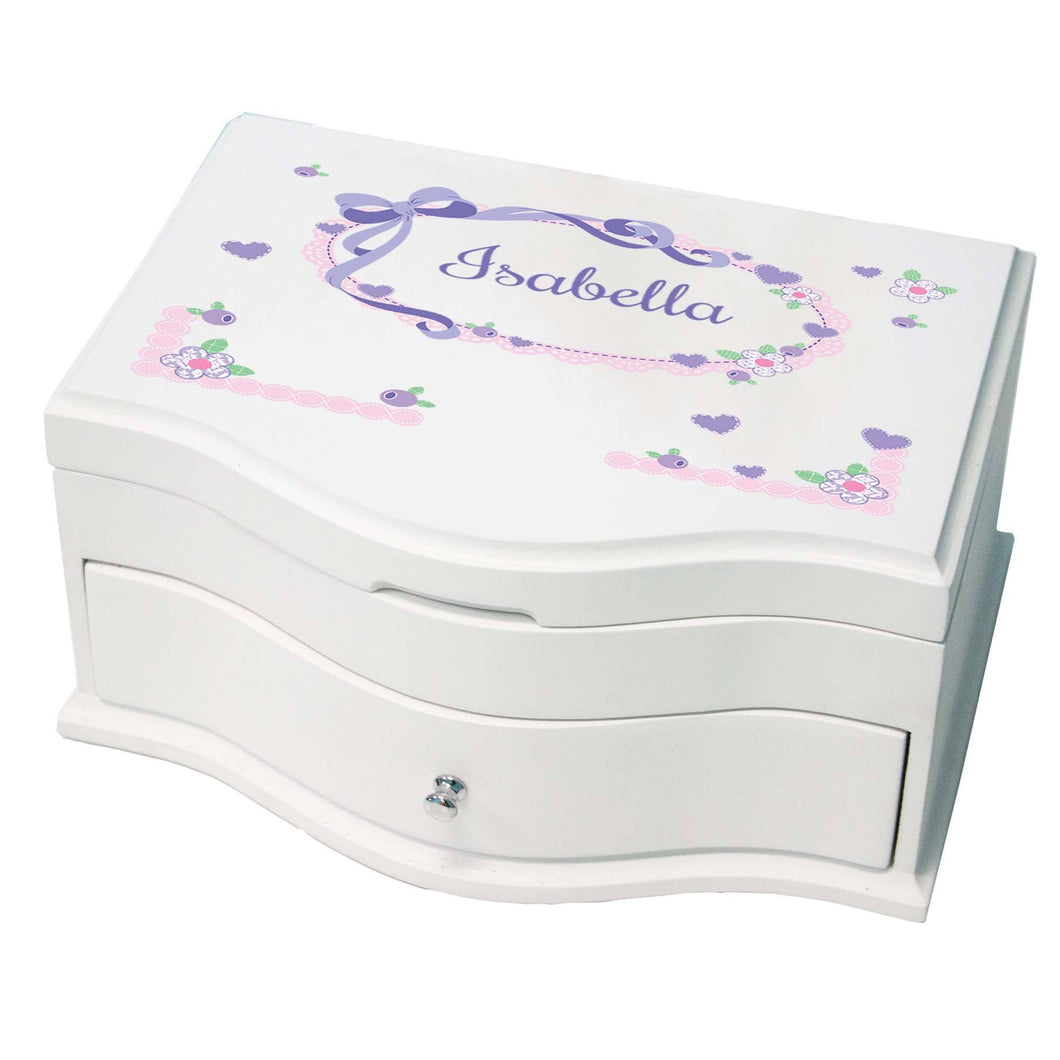 Princess Girls Jewelry Box with Lacey Bow design