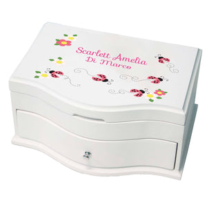 Princess Girls Jewelry Box with Pink Ladybugs design