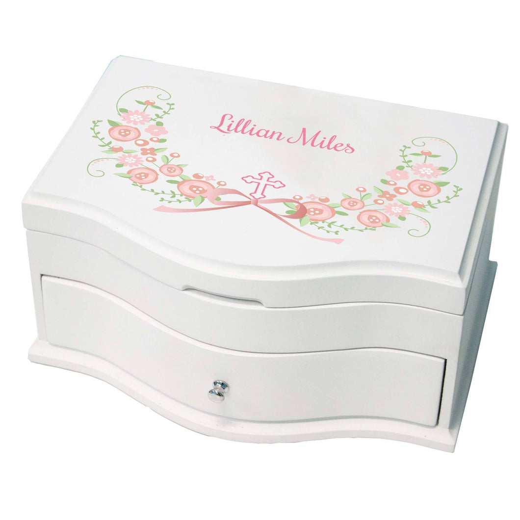 Princess Girls Jewelry Box with Hc Blush Floral Garland design
