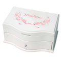 Princess Girls Jewelry Box with Pink Gray Floral Garland design