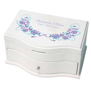 Princess Girls Jewelry Box with Lavender Floral Garland design