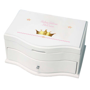 Princess Girls Jewelry Box with Pink Princess Crown design