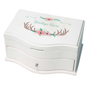 Princess Girls Jewelry Box with Floral Antler design