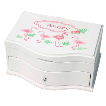 Princess Girls Jewelry Box with Palm Flamingo design