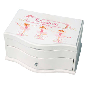 Princess Girls Jewelry Box with Ballerina Red Hair design