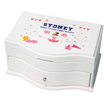 Princess Girls Jewelry Box with Cheerleader Brunette Hair design