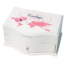 Princess Girls Jewelry Box with World Map Pink design
